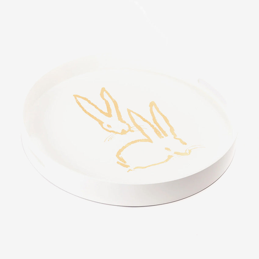Hunt Slonem | Royal Rabbits Gold Leaf & Lacquer Tray