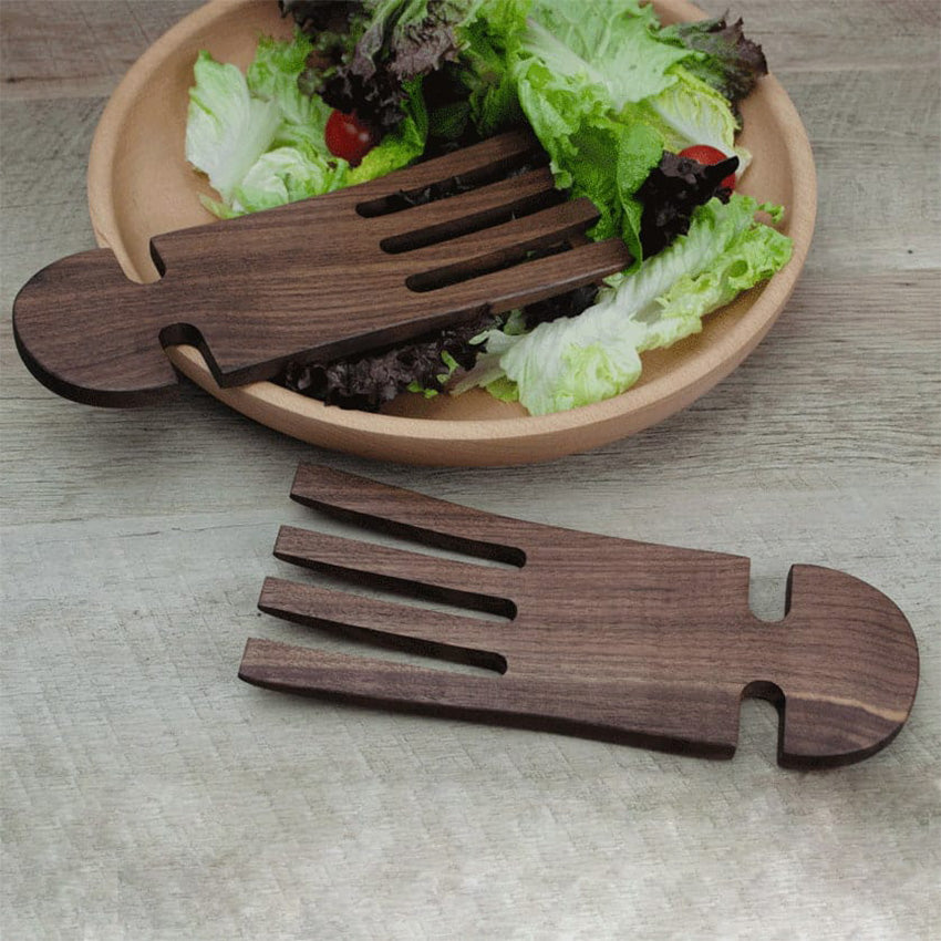 JBrody | 9" Walnut Wood Salad Hands - Handmade Serving Utensils (C)