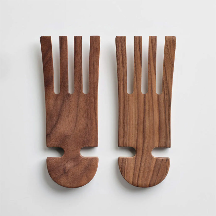 JBrody | 9" Walnut Wood Salad Hands - Handmade Serving Utensils (C)