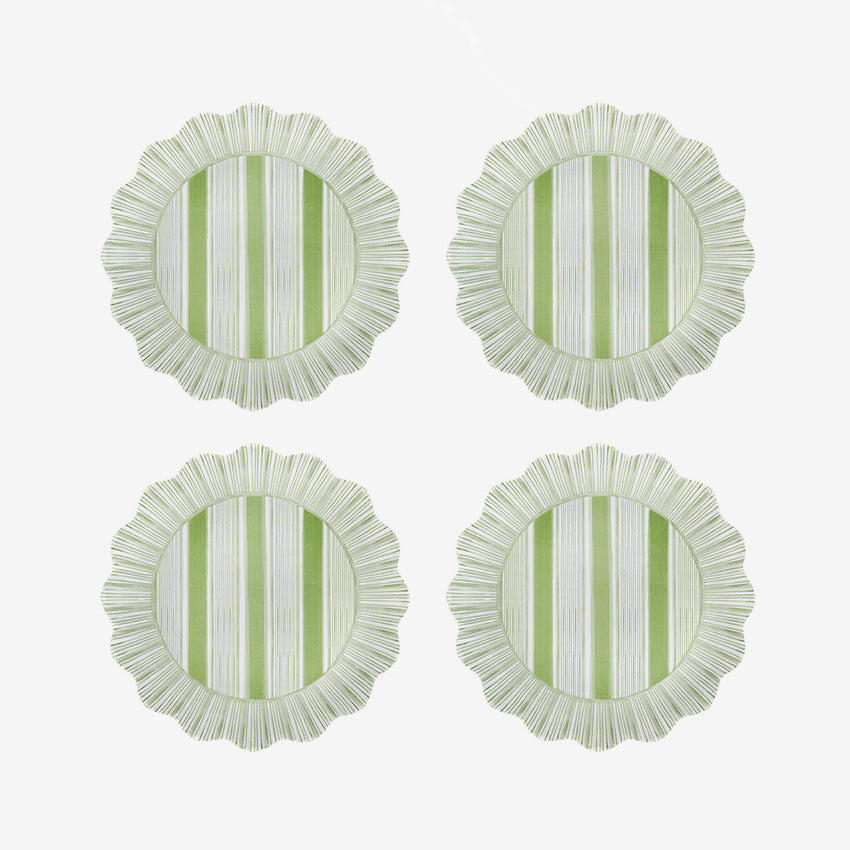 Juliska | Assiette en mélamine Cabana Stripe - Ensemble de 4