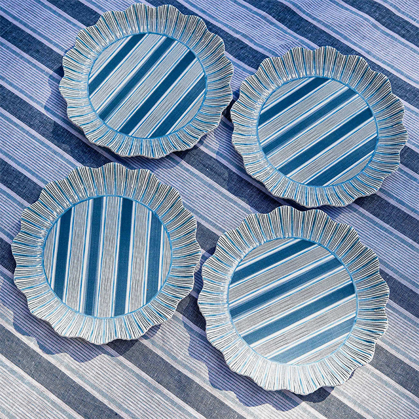 Juliska | Assiette en mélamine Cabana Stripe - Ensemble de 4