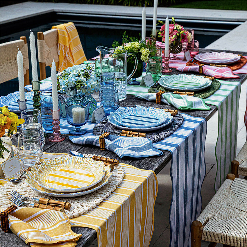 Juliska | Assiette en mélamine Cabana Stripe - Ensemble de 4