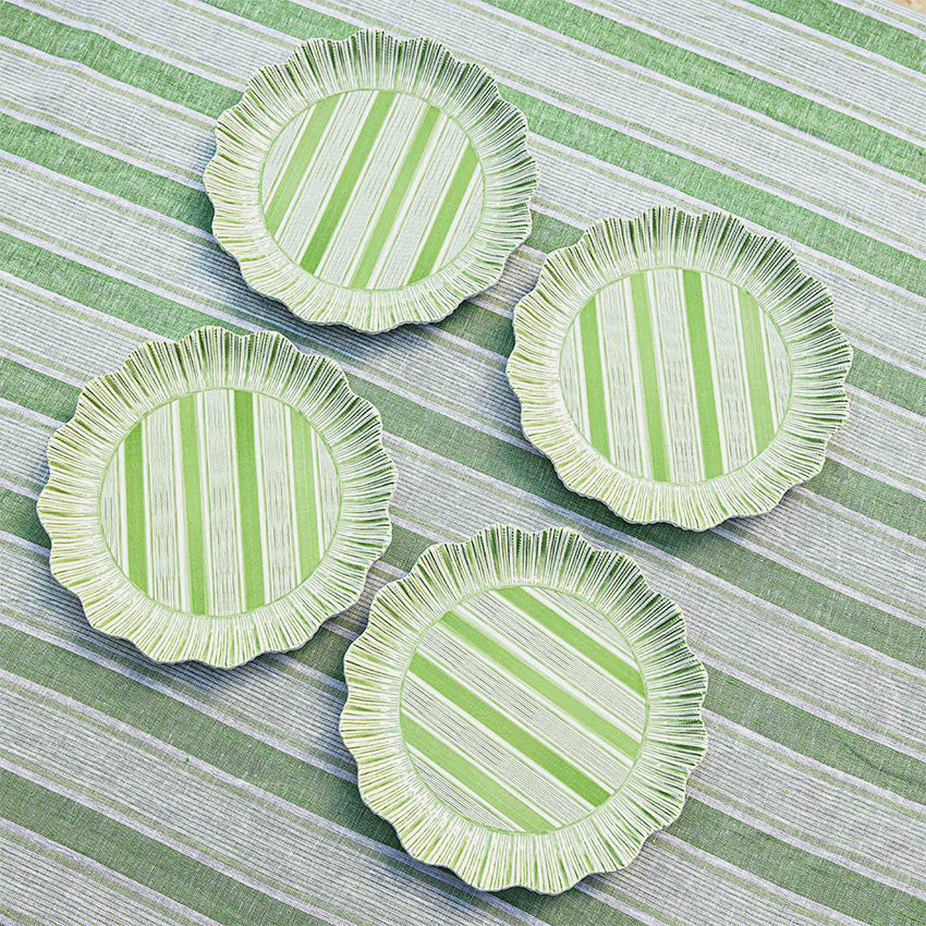 Juliska | Assiette en mélamine Cabana Stripe - Ensemble de 4