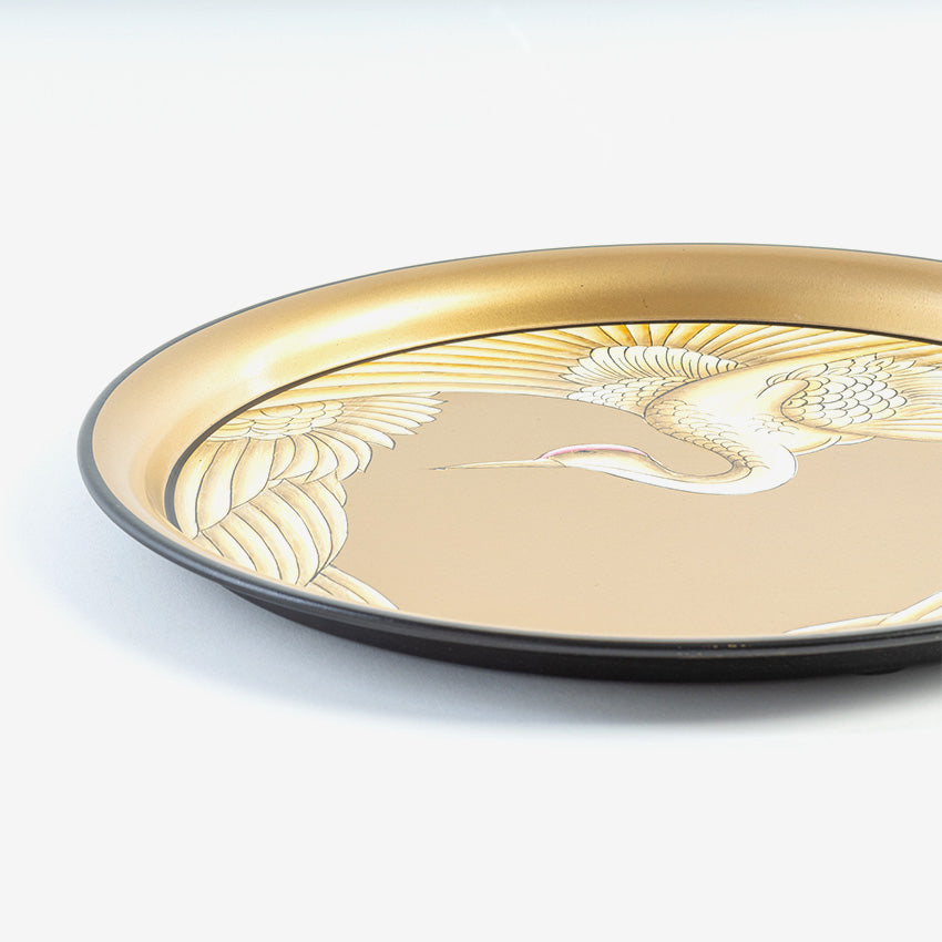 Les Ottomans | Circular Hand-Painted Gold Iron Tray