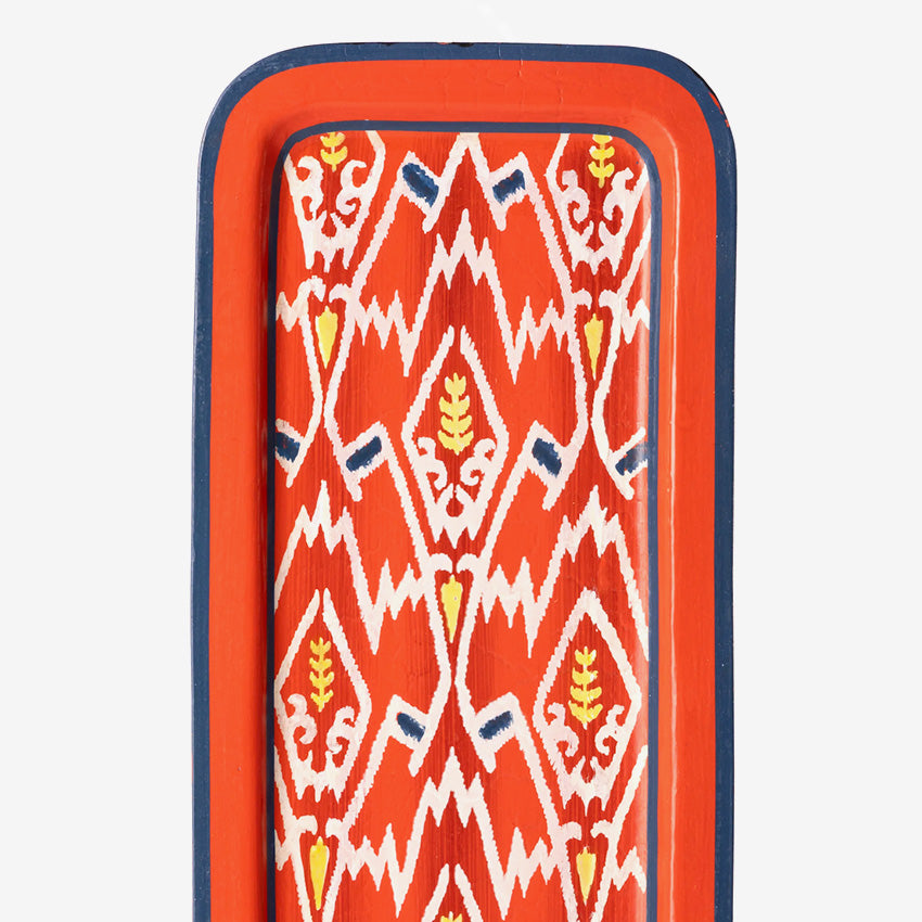 Les Ottomans | Ikat Hand-Painted Iron Tray - Long Rectangular