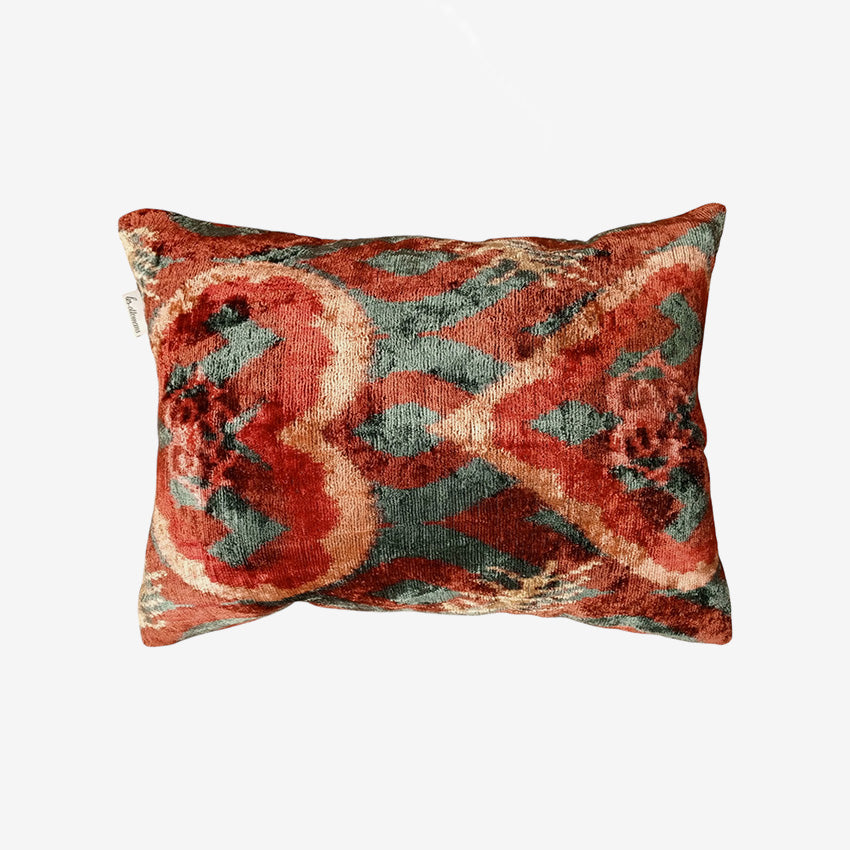 Les Ottomans | Silk Velvet Cushion - Red Green