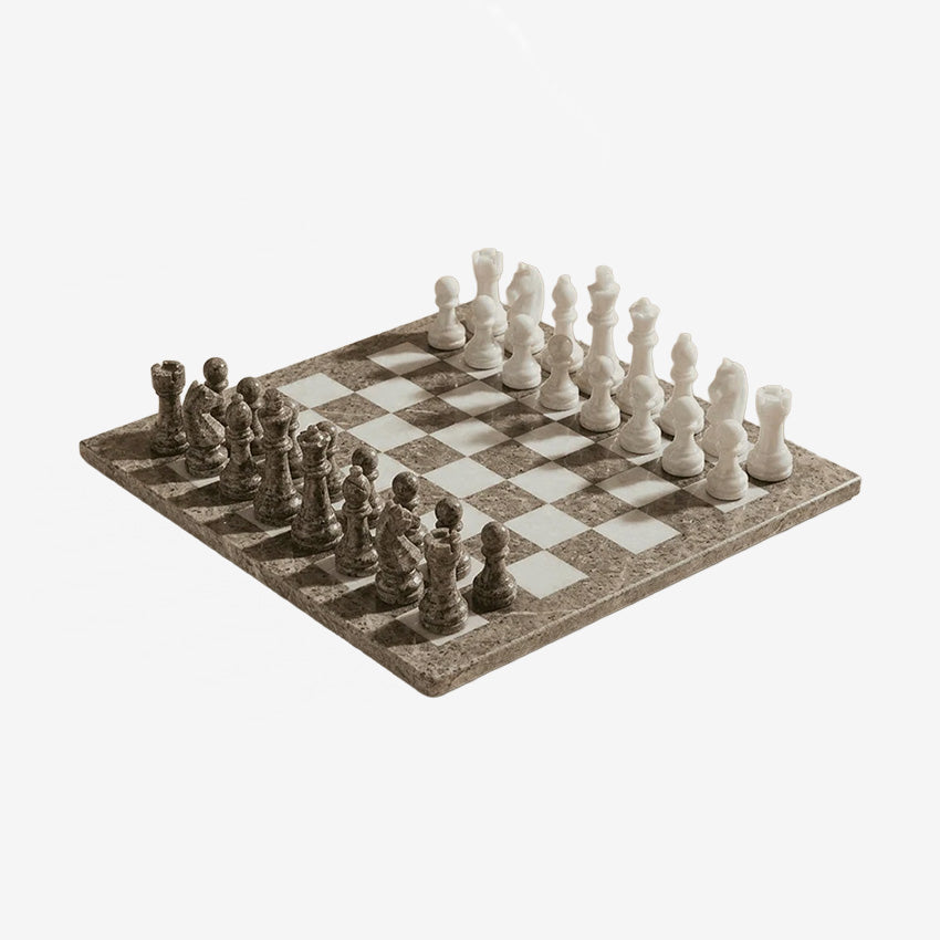 Marble Cultures | Marble Chess Set with Storage Case - Oceanic and White