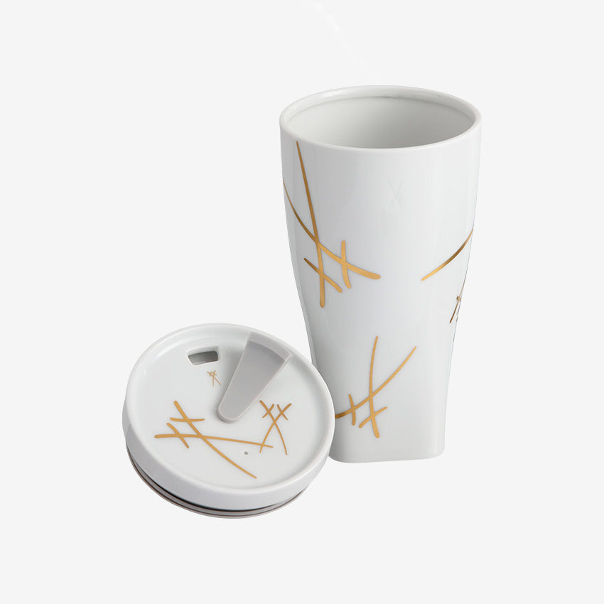 Meissen | Coffee to go mug with porcelain lid and cuff