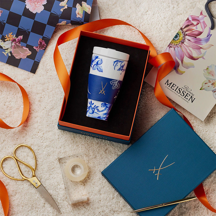 Meissen | Coffee to go mug with porcelain lid and cuff