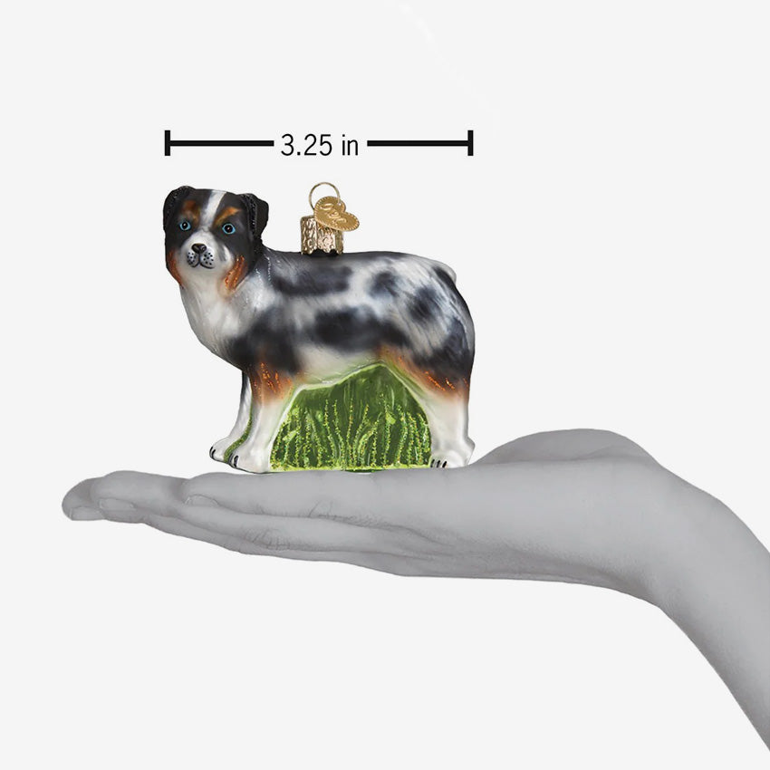 Old World Christmas | Blown Glass Ornament - Australian Shepherd