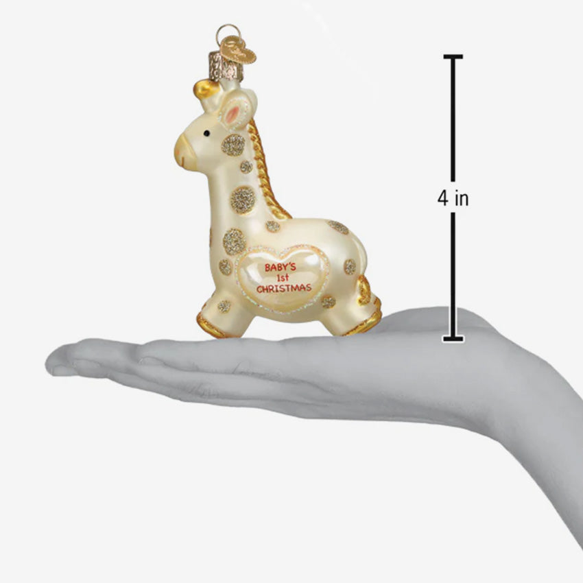 Old World Christmas | Blown Glass Ornament - Baby's First Christmas Giraffe