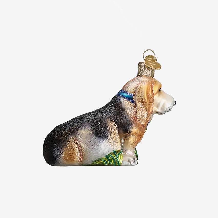 Old World Christmas | Blown Glass Ornament - Basset Hound