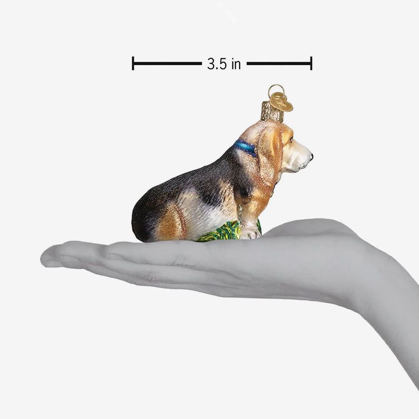 Old World Christmas | Blown Glass Ornament - Basset Hound