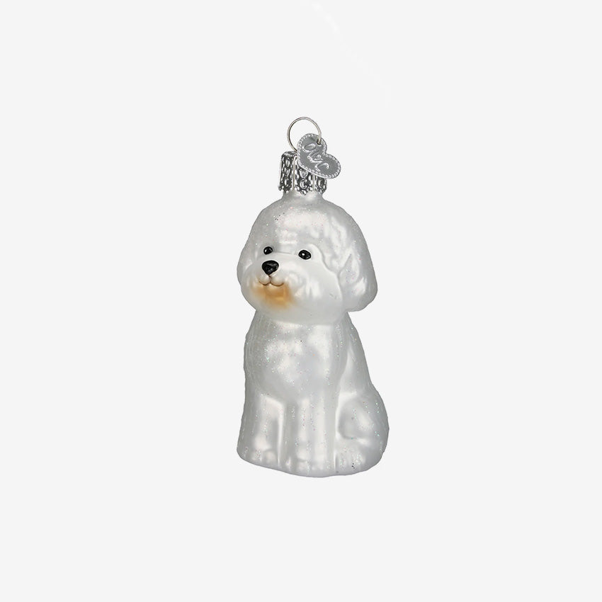 Old World Christmas | Blown Glass Ornament - Bichon Frise