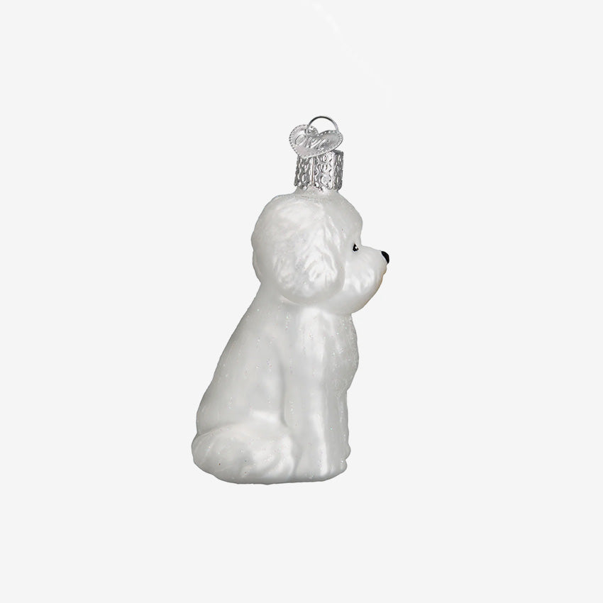 Old World Christmas | Blown Glass Ornament - Bichon Frise