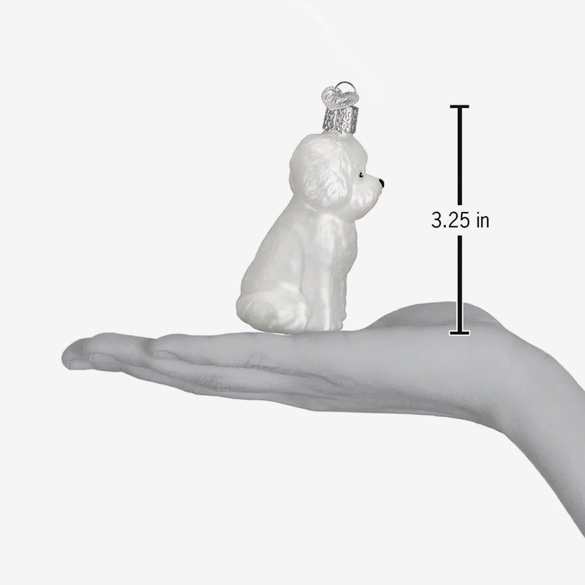 Old World Christmas | Blown Glass Ornament - Bichon Frise