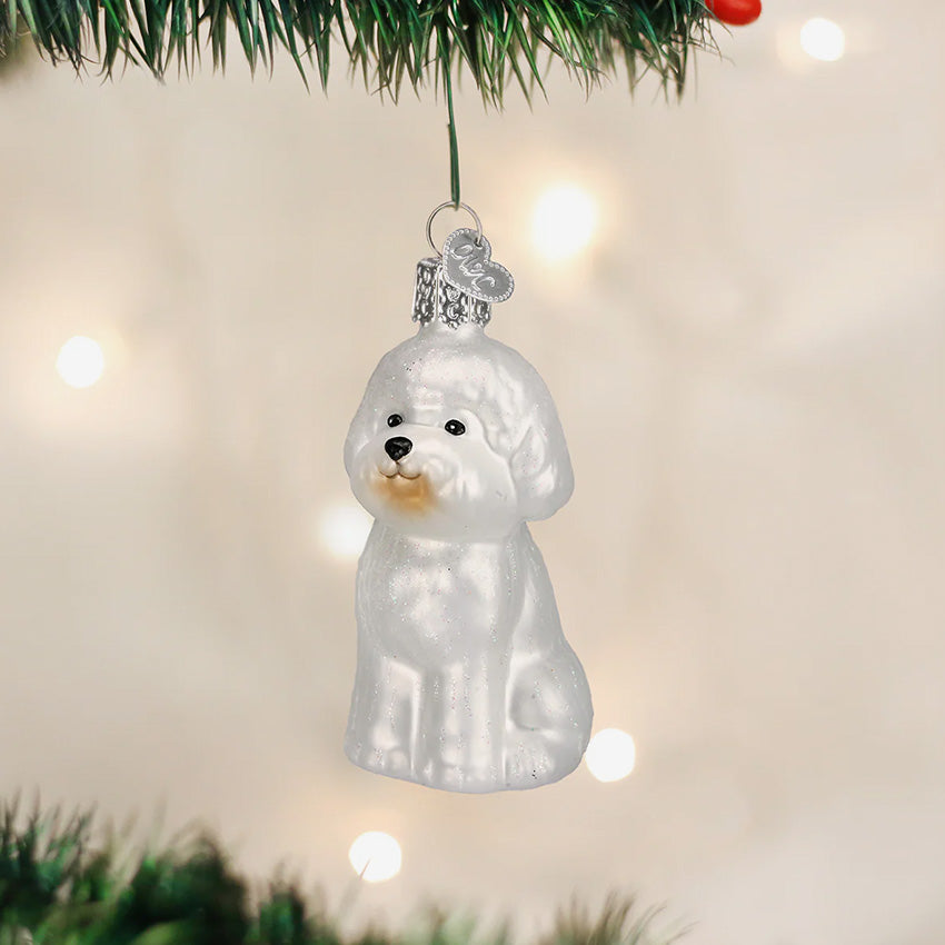 Old World Christmas | Blown Glass Ornament - Bichon Frise