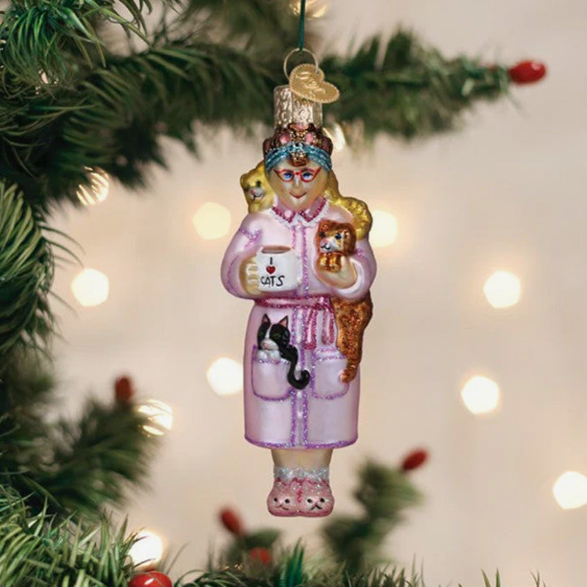 Old World Christmas | Blown Glass Ornament - Cat Lady