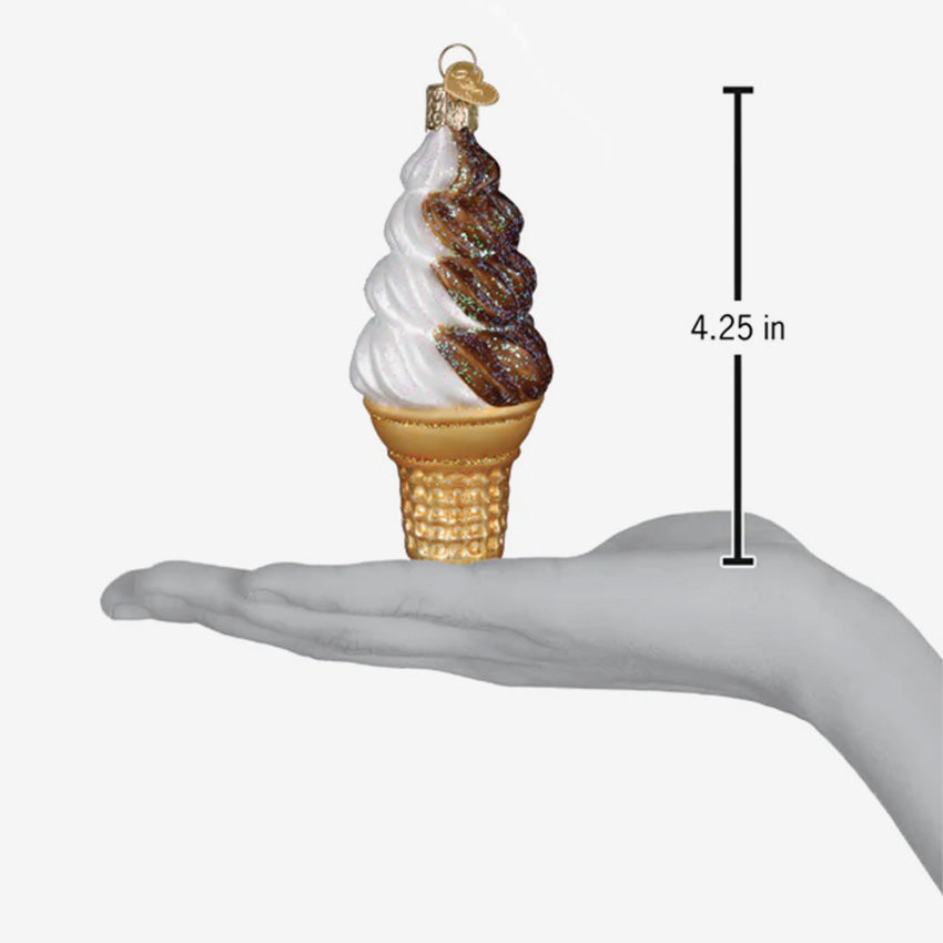 Old World Christmas | Blown Glass Ornament - Chocolate Swirl Soft Serve