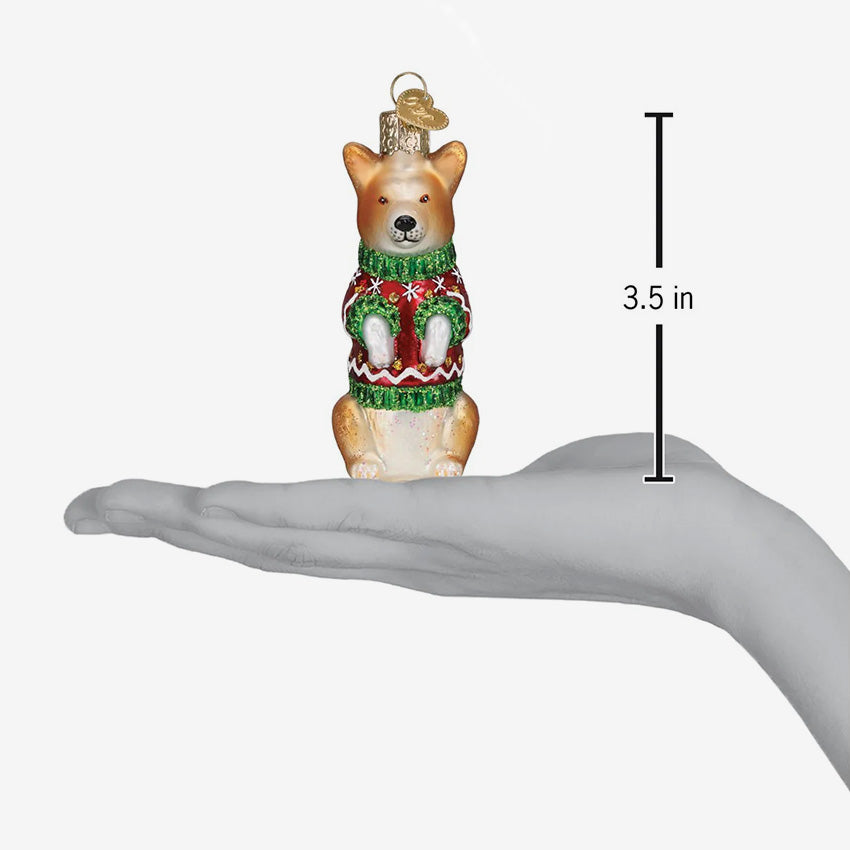 Old World Christmas | Blown Glass Ornament - Christmas Corgi