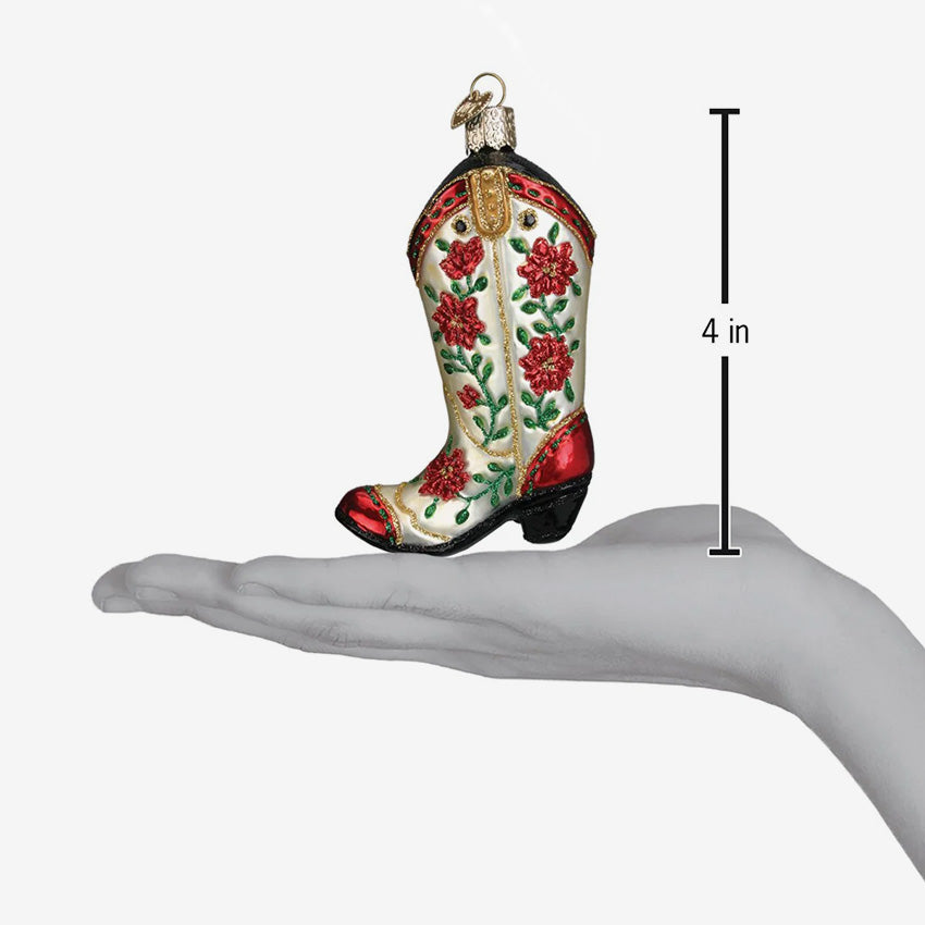 Old World Christmas | Blown Glass Ornament - Christmas Cowgirl Boot