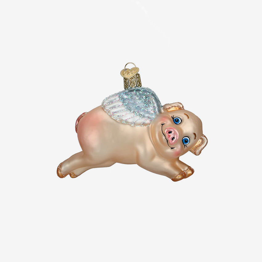 Old World Christmas | Blown Glass Ornament - Flying Pig