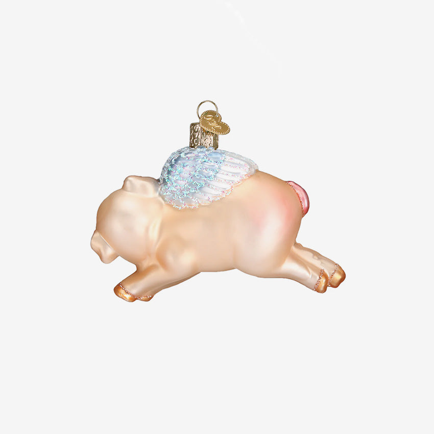Old World Christmas | Blown Glass Ornament - Flying Pig