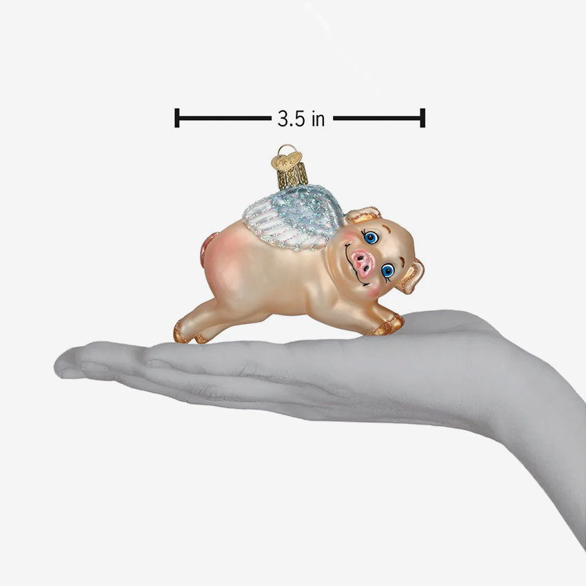 Old World Christmas | Blown Glass Ornament - Flying Pig