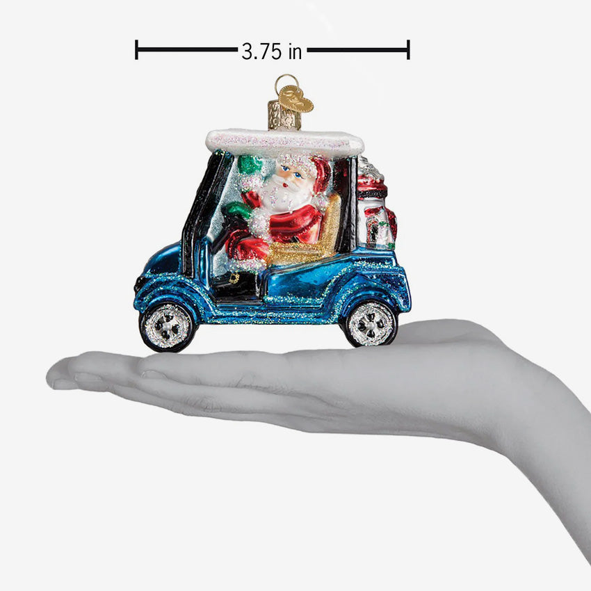 Old World Christmas | Blown Glass Ornament - Golf Cart Santa