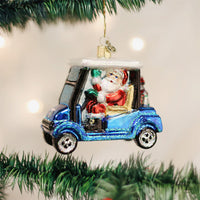 Old World Christmas | Blown Glass Ornament - Golf Cart Santa