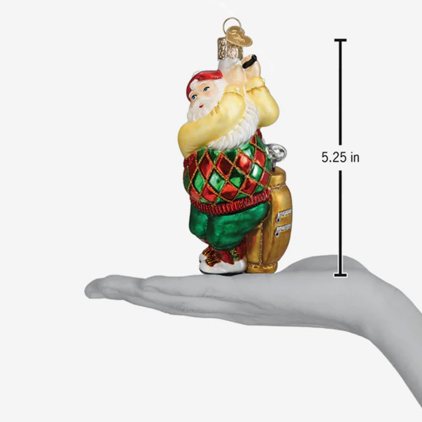 Old World Christmas | Blown Glass Ornament - Golfing Santa