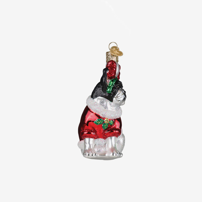 Old World Christmas | Blown Glass Ornament - Holiday French Bulldog