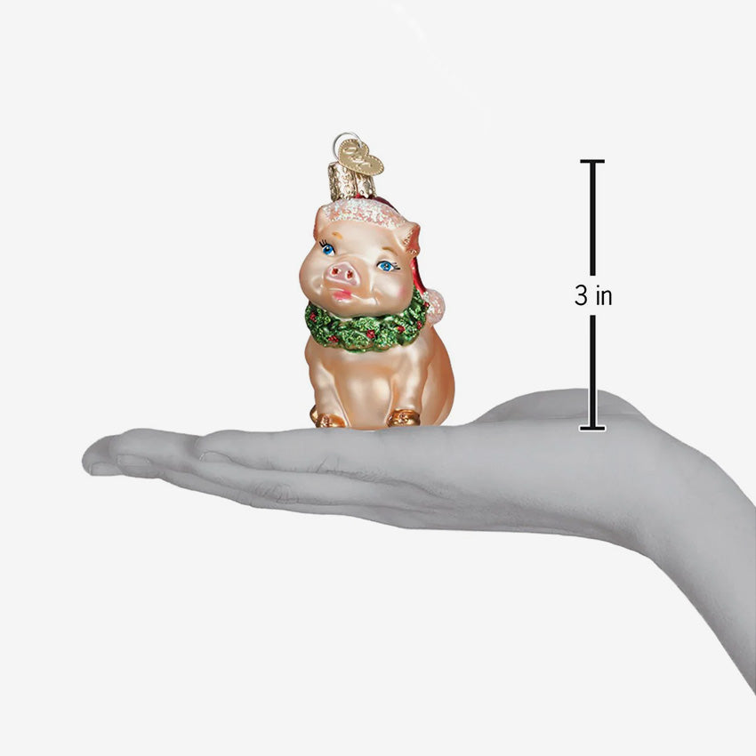 Old World Christmas | Blown Glass Ornament - Holly Pig