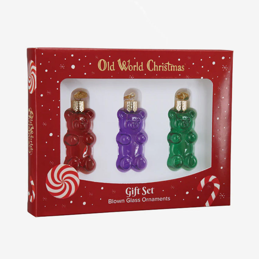 Old World Christmas | Blown Glass Ornament - Jelly Bear Set