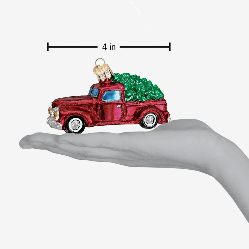 Old World Christmas | Ornement en verre soufflé - Vieux camion avec sapin
