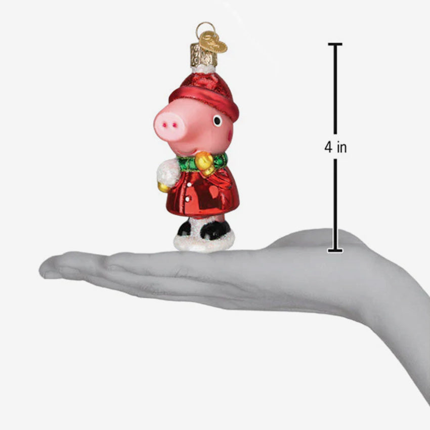 Old World Christmas | Blown Glass Ornament - Peppa Pig With Snowball