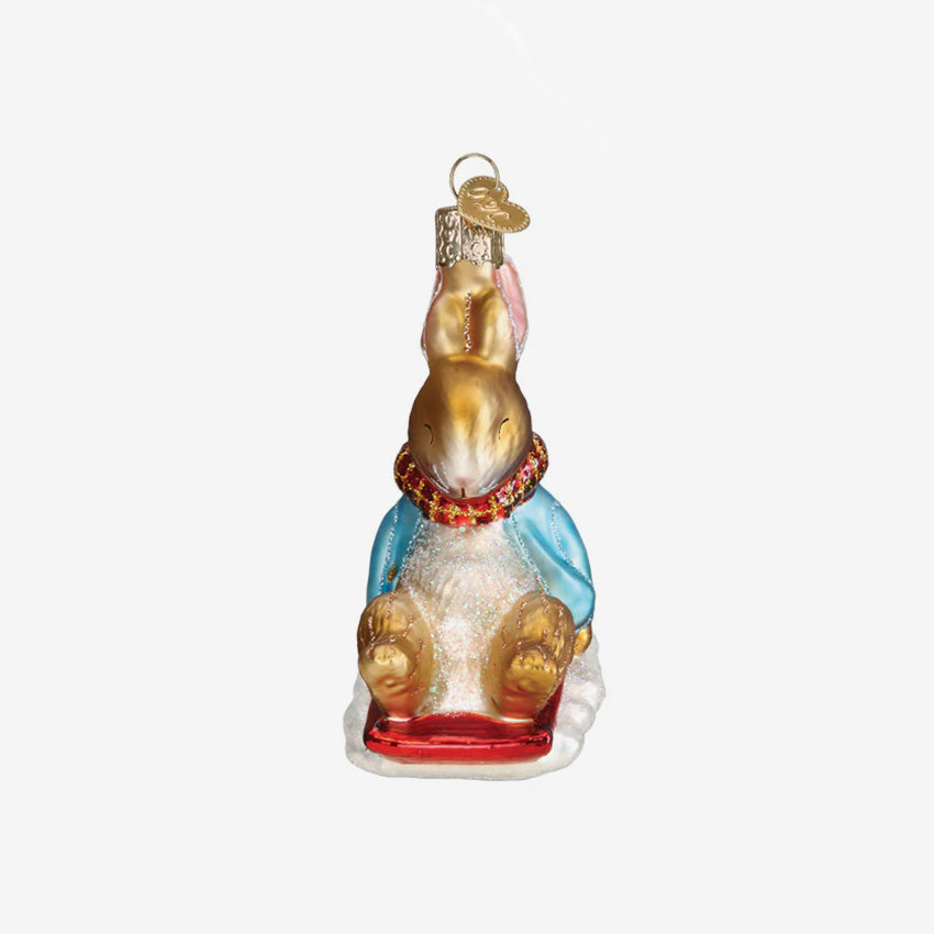 Old World Christmas | Blown Glass Ornament - Peter Rabbit On Sled