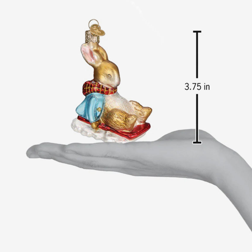 Old World Christmas | Blown Glass Ornament - Peter Rabbit On Sled