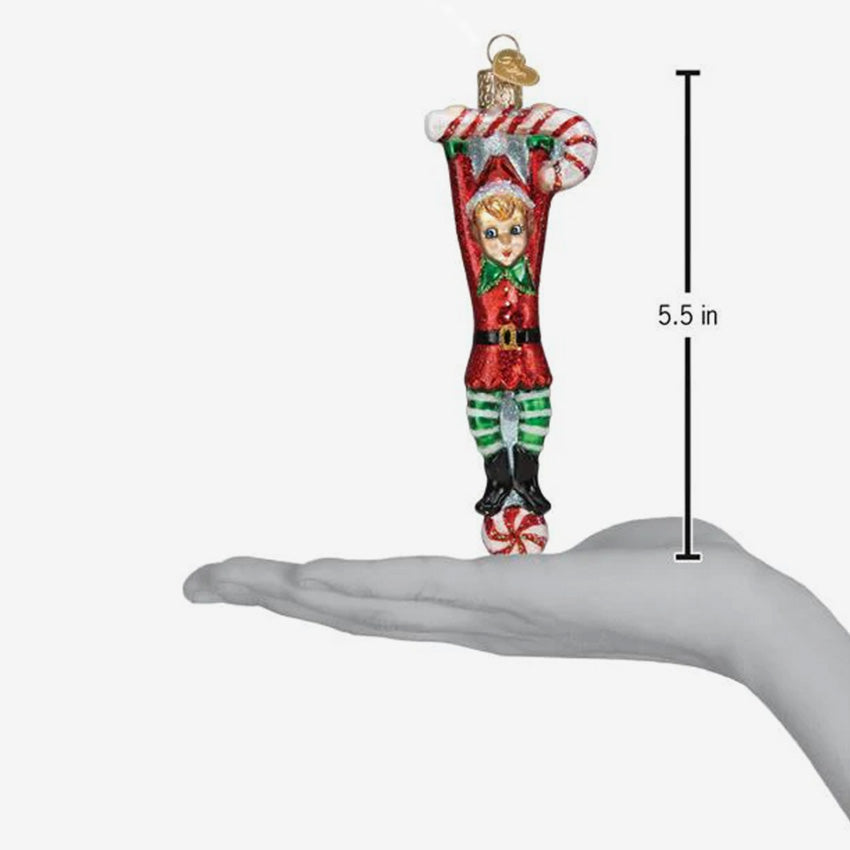 Old World Christmas | Blown Glass Ornament - Playful Elf