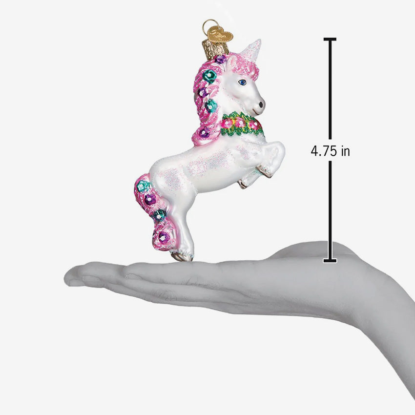 Old World Christmas | Blown Glass Ornament - Prancing Unicorn
