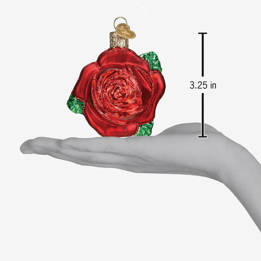 Old World Christmas | Blown Glass Ornament - Red Rose