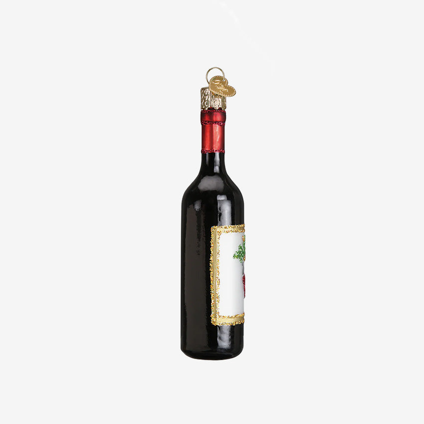 Old World Christmas | Blown Glass Ornament - Red Wine Bottle