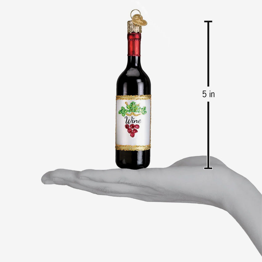 Old World Christmas | Blown Glass Ornament - Red Wine Bottle