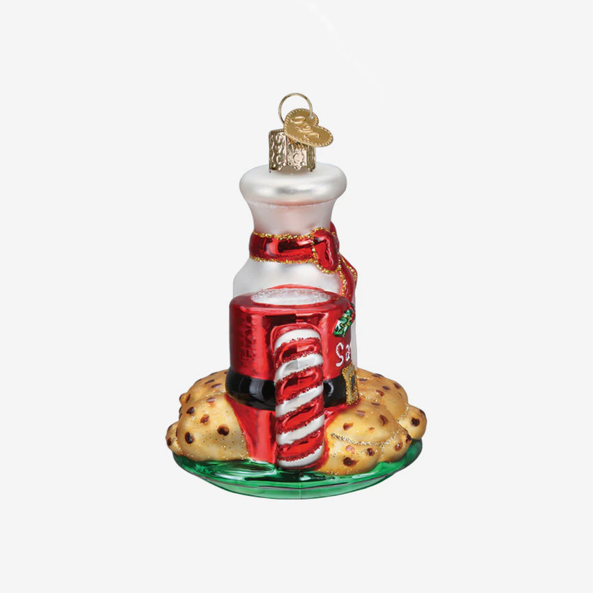 Old World Christmas | Blown Glass Ornament - Santa's Milk & Cookies