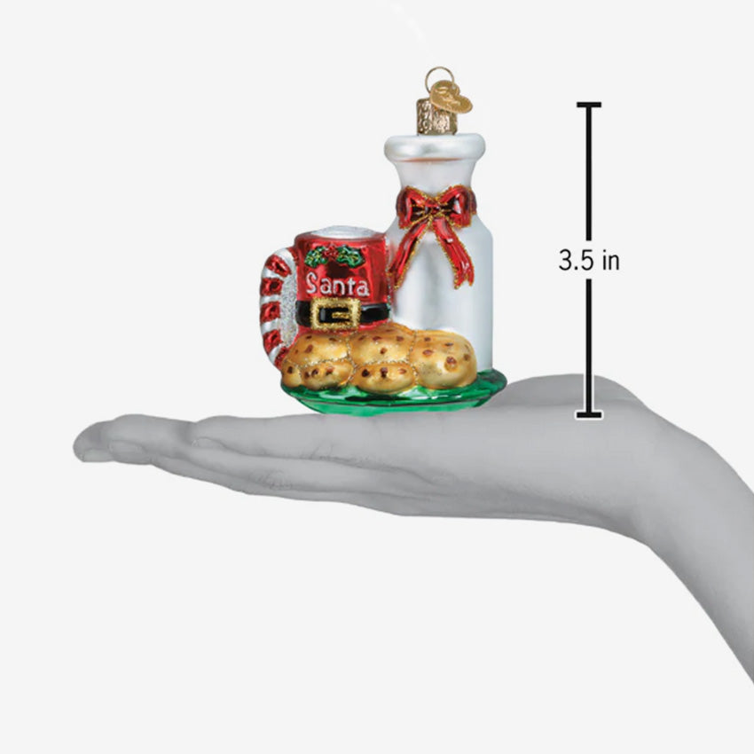 Old World Christmas | Blown Glass Ornament - Santa's Milk & Cookies