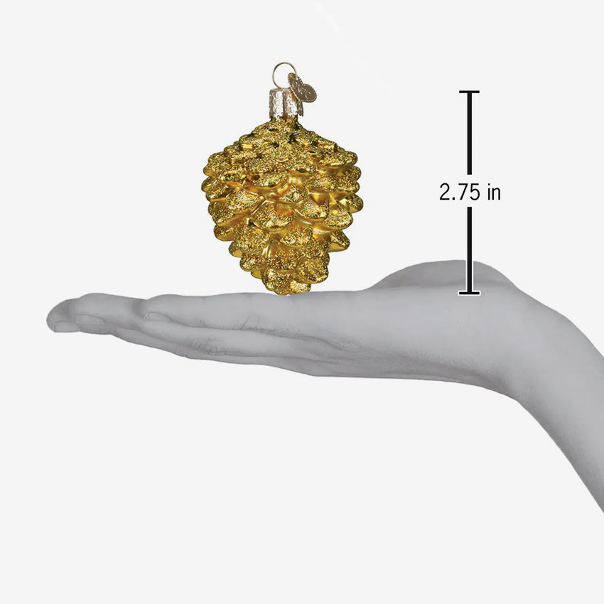 Old World Christmas | Ornement en verre soufflé - Petite pomme de pin dorée