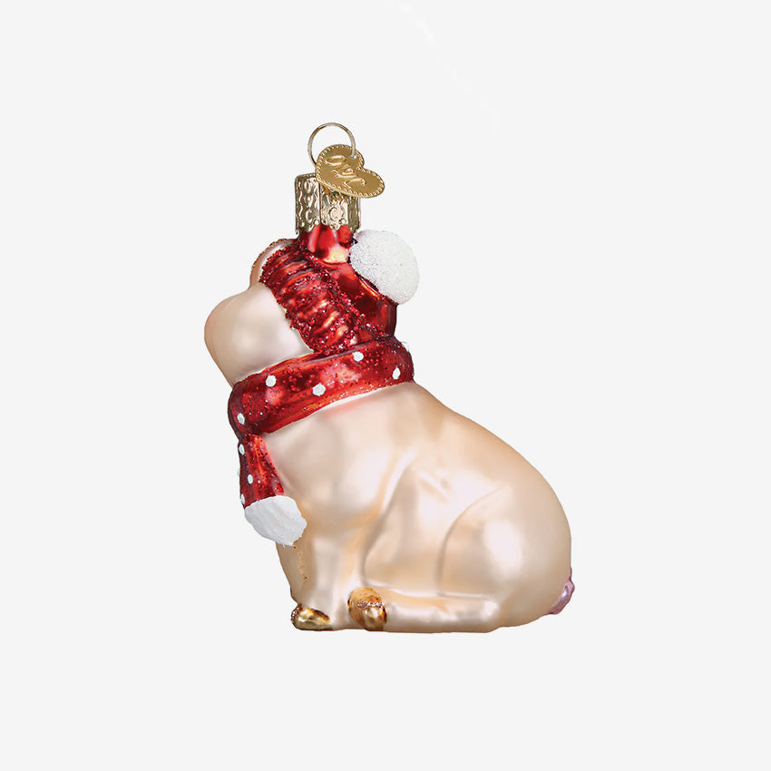 Old World Christmas | Blown Glass Ornament - Snowy Pig