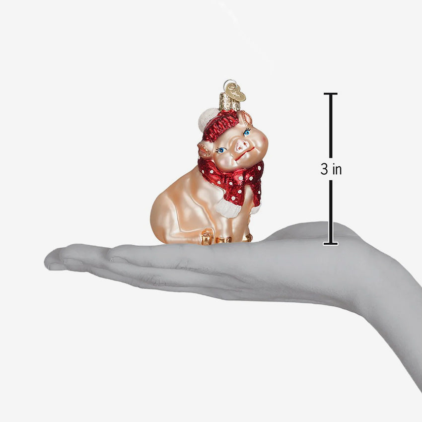 Old World Christmas | Blown Glass Ornament - Snowy Pig