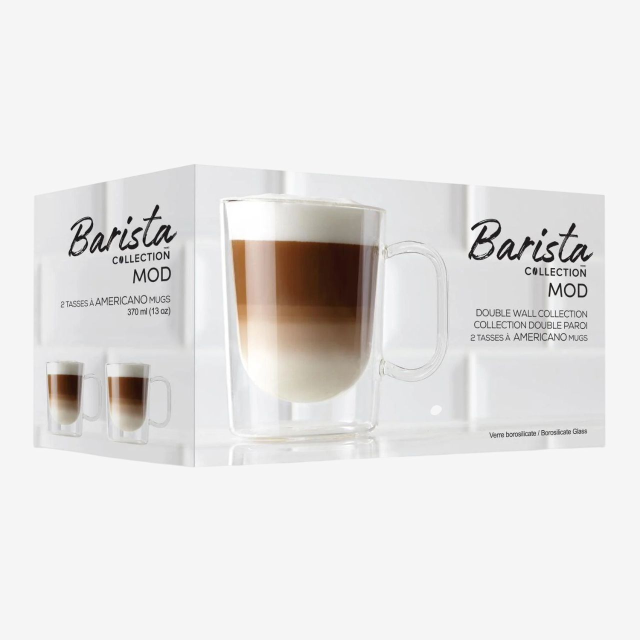 Safdie & Co | Barista Mod Americano Glass Double Wall Mugs - Set of 2