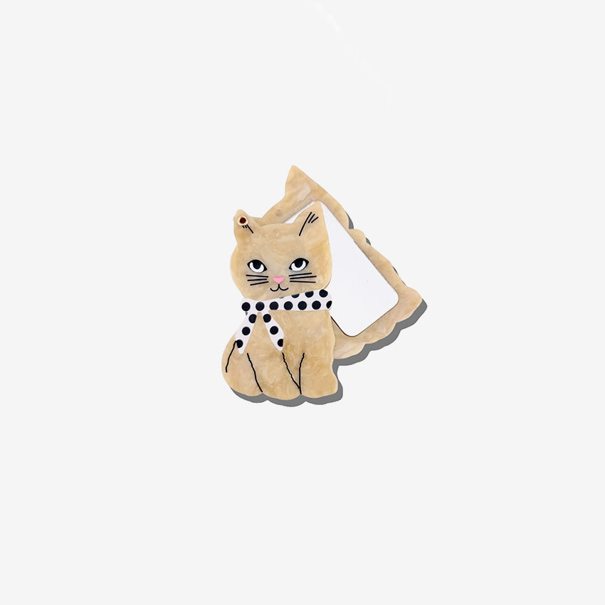 Solar Eclipse | Miroir Compact Scarf Kitten Peint à la Main